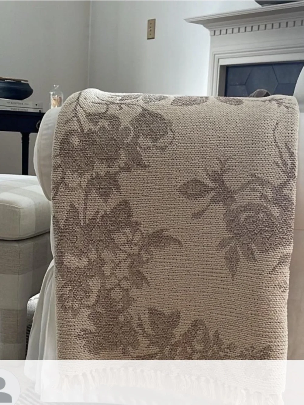 Woven Floral & Leaves Pattern Throw with Fringe -Threshold designed Studio McGee